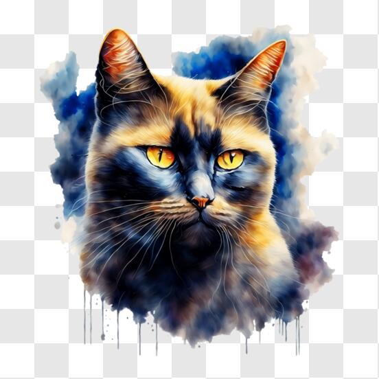 Scarica Pittura ad Acquerello di Gatto con Colori Vibranti PNG Online -  Creative Fabrica