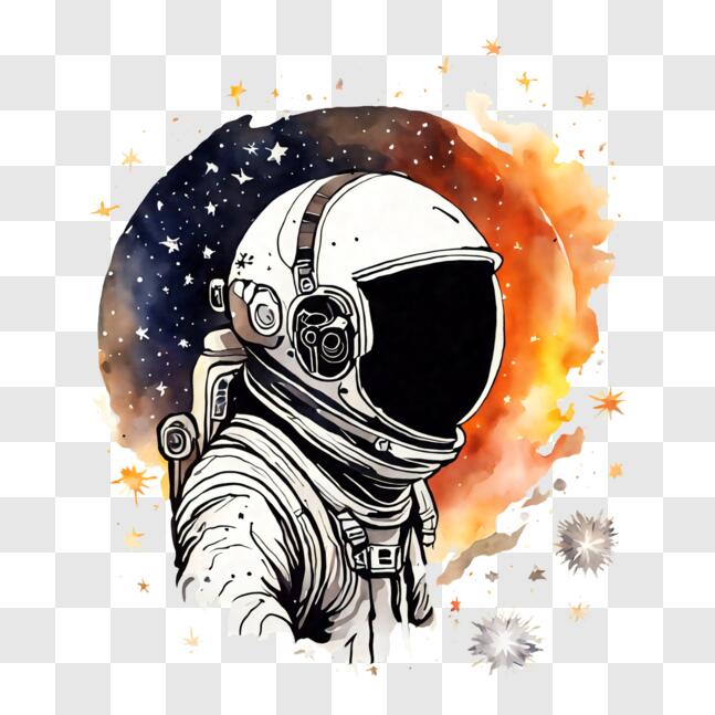 Scarica Astronauta in tuta spaziale con sfondo spaziale colorato PNG Online  - Creative Fabrica