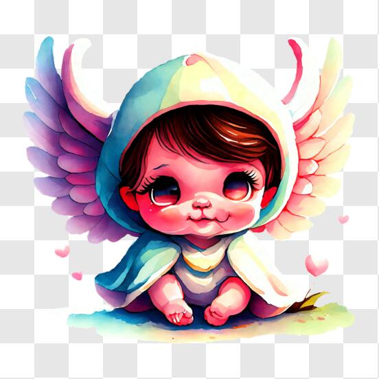 Um desenho de um anjo com asas