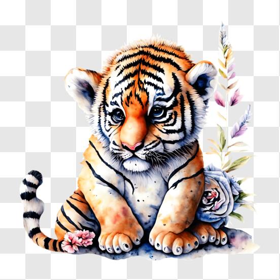 Desenho de Animais Para Colorir de Tigre - Adultos e Filhotes