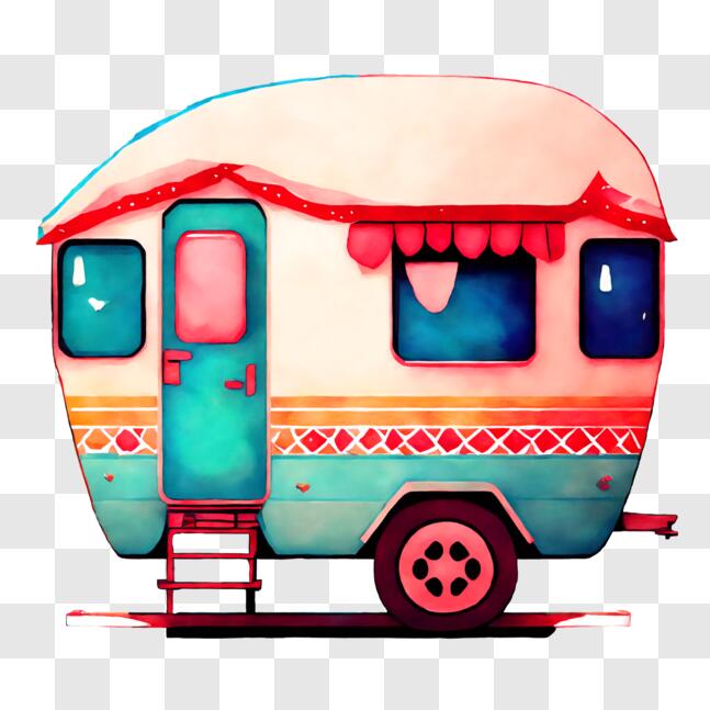 Download Colorful Vintage Camper Van with Decorative Shutters PNG ...