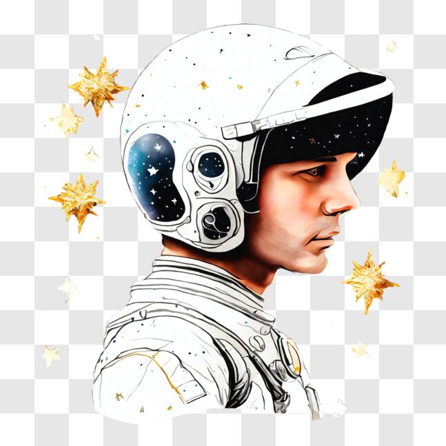 Scarica Illustrazione di casco da astronauta con stelle PNG Online -  Creative Fabrica