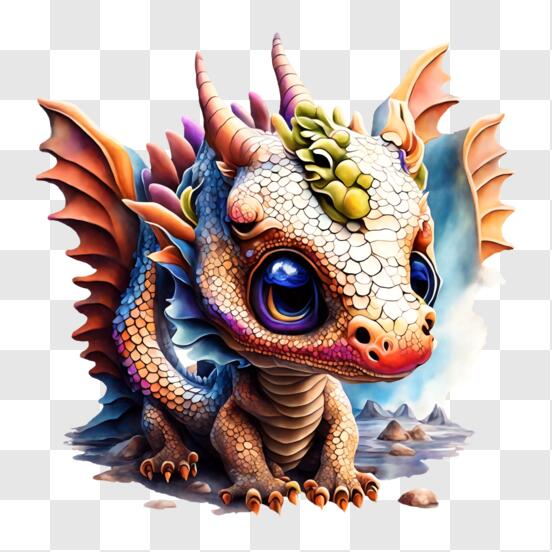 Télécharger Dragon coloré perché sur des rochers PNG En Ligne - Creative  Fabrica