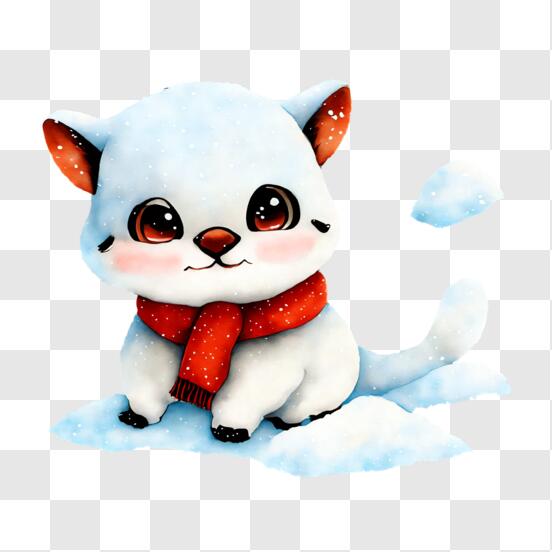 Download Winter Wonderland: A Cute White Animal in the Snow PNG