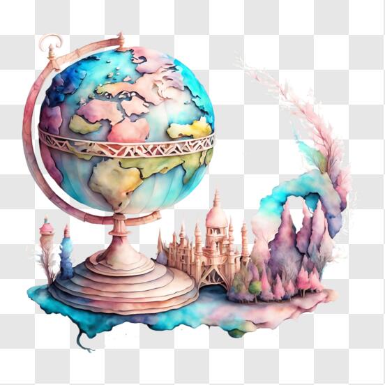 Télécharger Peinture à l'aquarelle colorée du globe terrestre sur des  marches PNG En Ligne - Creative Fabrica