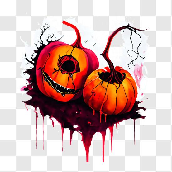 Gruselige Halloween Kürbisse mit Herzen auf schwarzem Hintergrund PNG  online herunterladen – Creative Fabrica