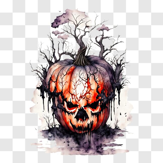 Baixe Pintura Assustadora de Caveira de Halloween PNG - Creative Fabrica