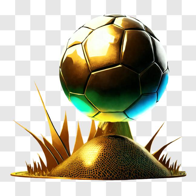 Soporte Dorado Que Sostiene Un Balón De Fútbol Con El Estilo De PNG  ,dibujos Oro, Tierra, Terreno PNG Imagen para Descarga Gratuita