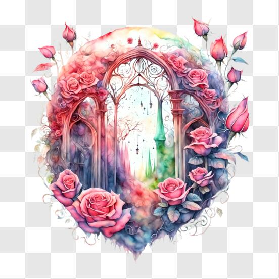 aguarela Rosa arco ilustração. mão desenhado aguarela presente