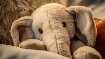 Adorablement mignon bébé éléphant blanc en peluche · Creative Fabrica