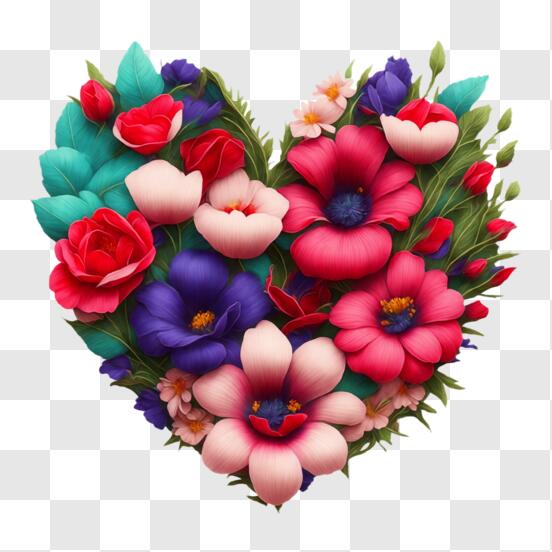 Scarica Composizione floreale a forma di cuore - Simbolo d'amore e  gratitudine PNG Online - Creative Fabrica