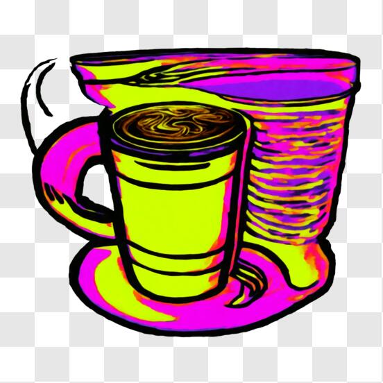 Juego de tazas de café con dibujos coloridos · Creative Fabrica