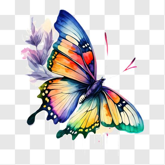 Télécharger Papillon vibrant sur une fleur PNG En Ligne - Creative