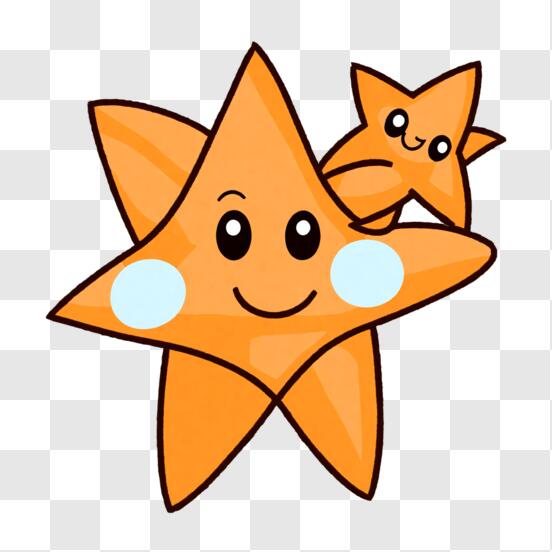 Lächelndes Gesicht Orange Stern Aufkleber PNG online herunterladen –  Creative Fabrica