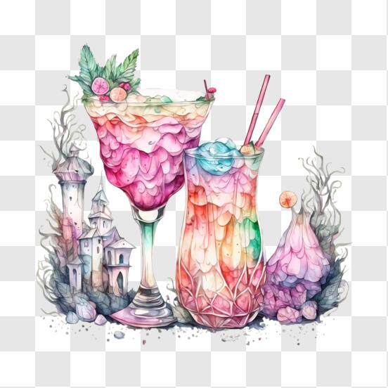 Scarica Colorati cocktail in un ambiente da fiaba PNG Online