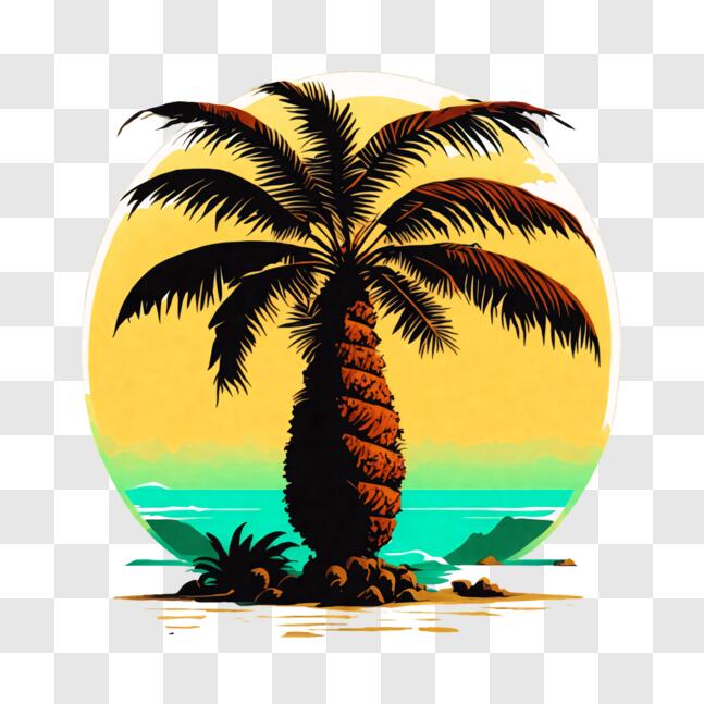 Download Palm Tree on the Beach PNG Online - Creative Fabrica