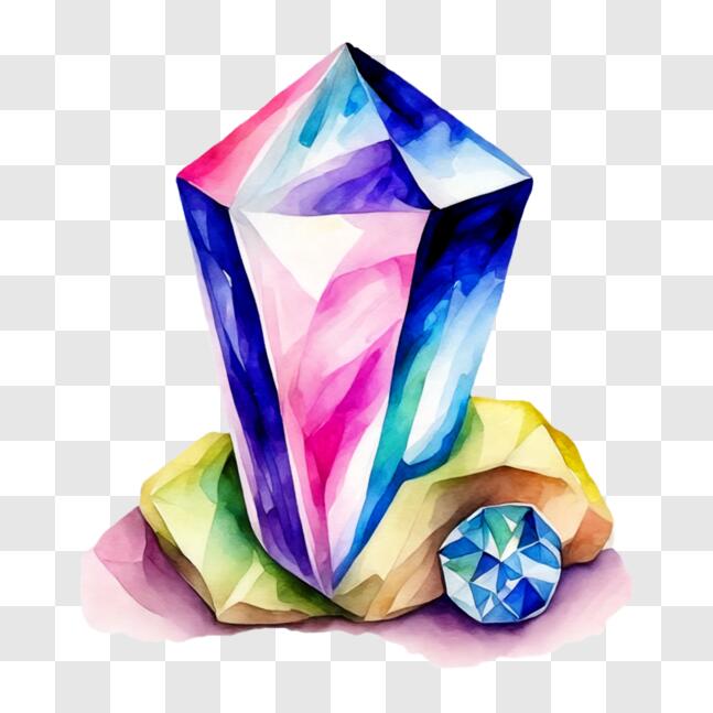 Download Colorful Gemstone Enhanced with Watercolors PNG Online - Creative  Fabrica