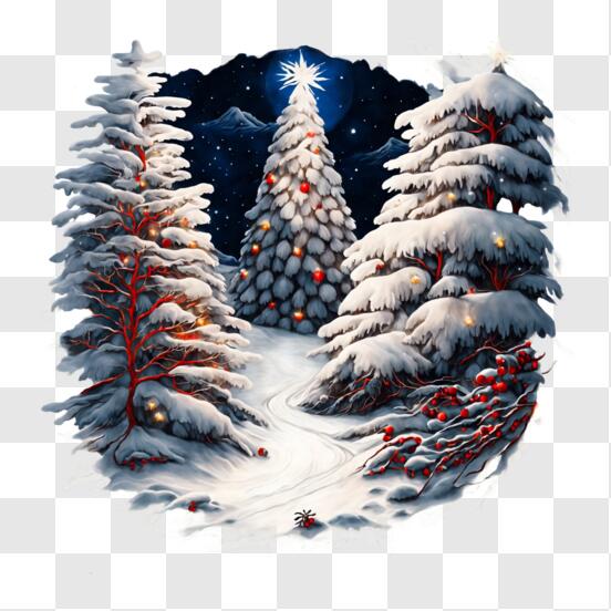 Printable Winter Wonderland Banner, Snow Tree Happy Birthday