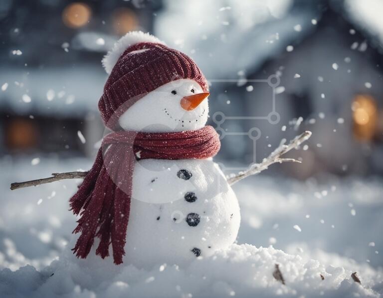 Decorative Snowman for Winter Season stock photo | Creative Fabrica