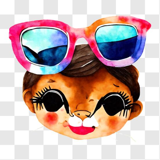 Scarica Ragazza che indossa occhiali da sole con trucco colorato sul viso  PNG Online - Creative Fabrica