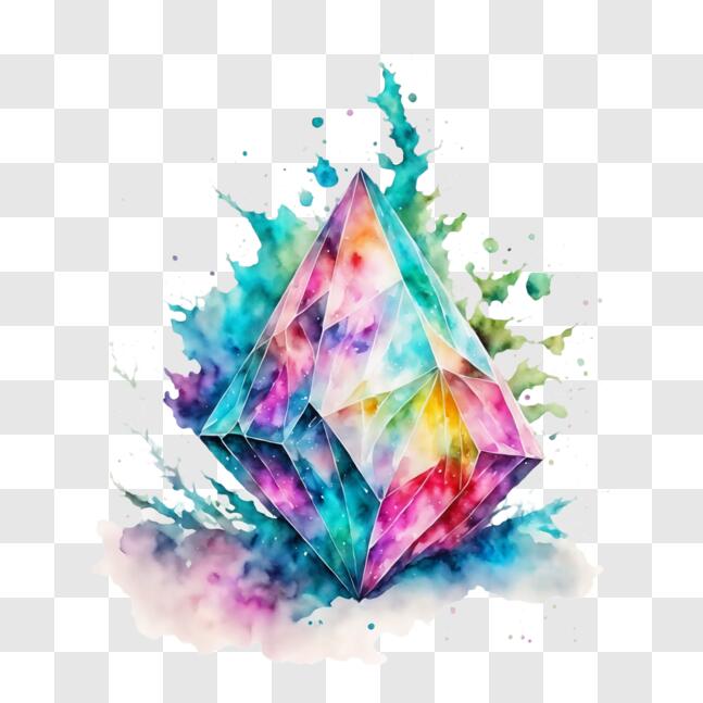 Download Colorful Diamond with Watercolor Splashes PNGs Online ...