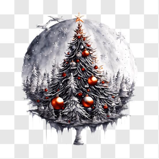 Baixe Decoração de Árvore de Natal coberta de neve PNG - Creative Fabrica