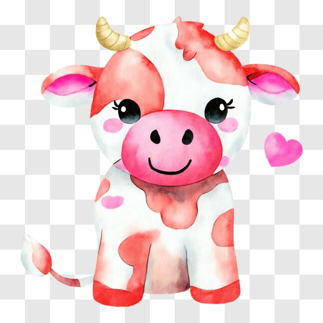 Download Adorable Cow Toy with Heart-Shaped Eyes PNG Online - Creative  Fabrica