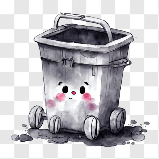 Dibujos animados de icono de cubo de basura tres