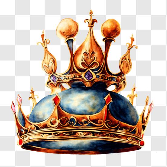 Baixe Coroa Azul e Dourada com Diamantes - Símbolo de Realeza e