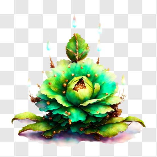 Scarica Bellissimo Fiore Verde con Decorazioni in Cristallo e Perla PNG  Online - Creative Fabrica