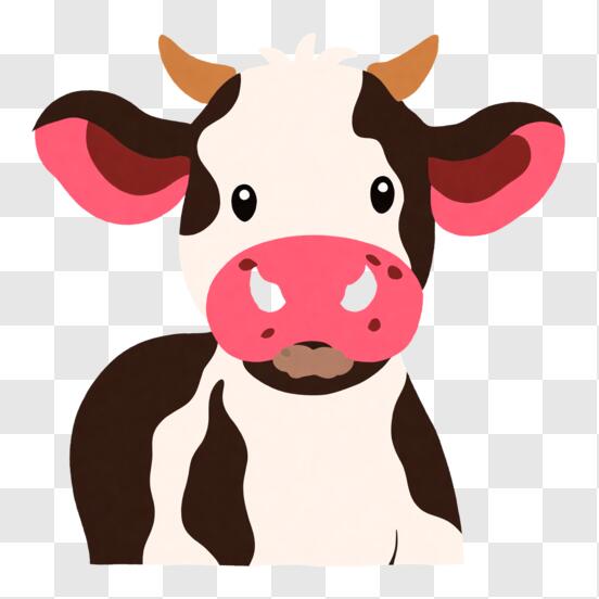 Download Adorable Small Pink Cow with Horns and Egg PNG Online - Creative  Fabrica