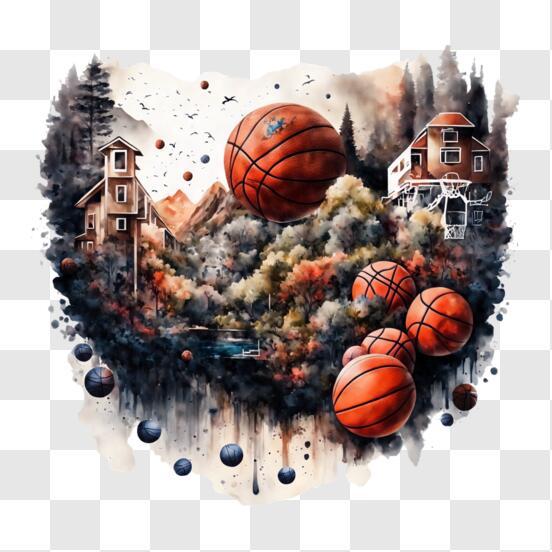 Scarica Pittura colorata di palline da basket con atmosfera giocosa PNG  Online - Creative Fabrica