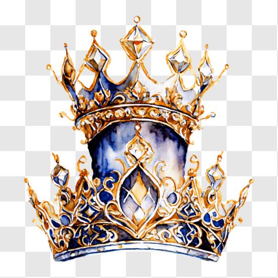 Baixe Coroa Azul e Dourada com Diamantes - Símbolo de Realeza e