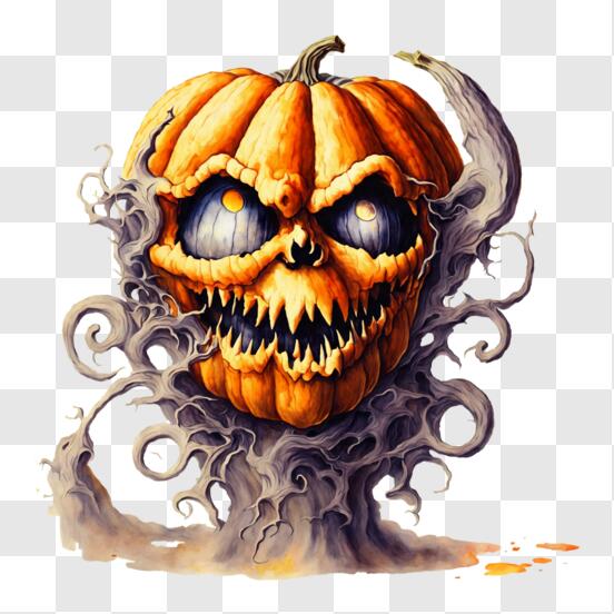 Scary pumpkin face on transparent background PNG - Similar PNG