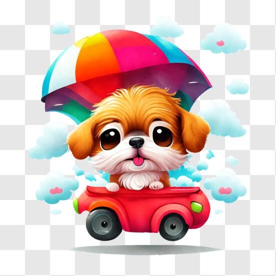 Descarga Perro adorable disfrutando del paseo en un coche rojo PNG En Línea  - Creative Fabrica