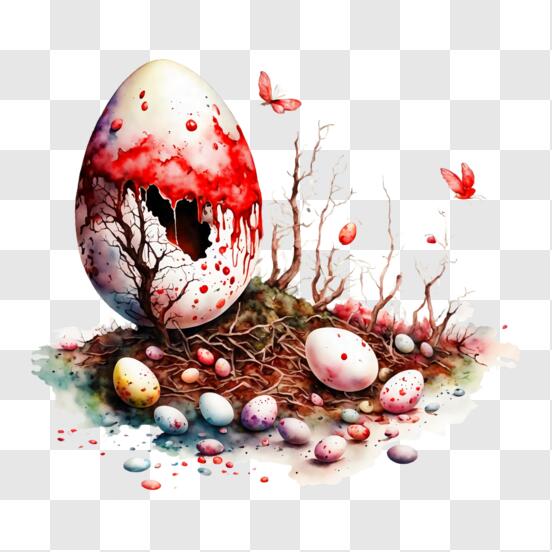 Download Easter Egg in Tree with Blood-Stained Eggs PNG Online