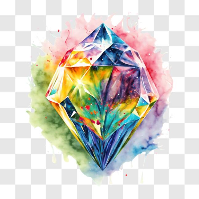 Download Colorful Diamond with Watercolor Splashes PNGs Online ...