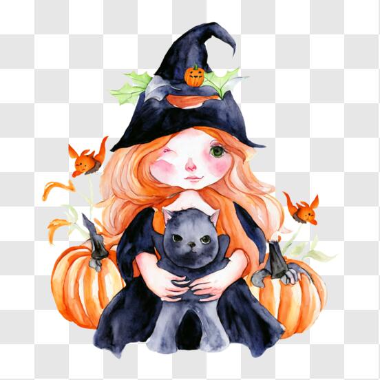 Télécharger Jeune fille qui célèbre Halloween en costume de sorcière PNG En  Ligne - Creative Fabrica