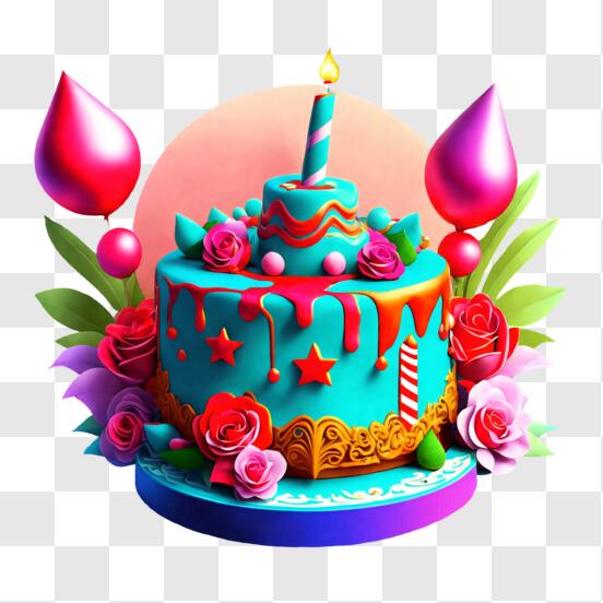 Clipart colorido de desenho animado de bolo de aniversário