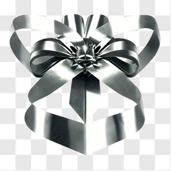 Download Silver Ribbon Bow in the Shape of an Upside-Down Heart PNG Online  - Creative Fabrica