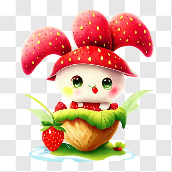 Télécharger Illustration de lapin fraise adorable PNG En Ligne