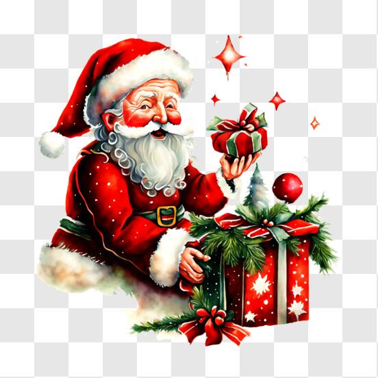 Scarica Albero di Natale festoso con scatola regalo sullo sfondo PNG Online  - Creative Fabrica