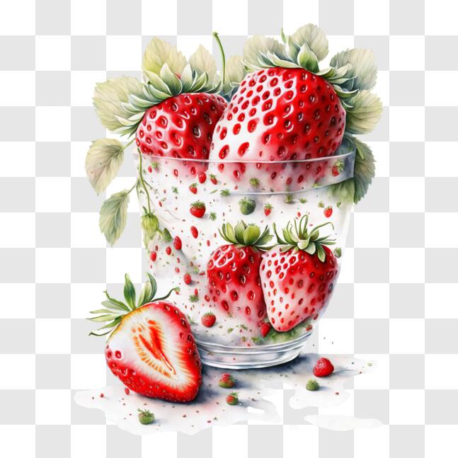 Download Fresh and Vibrant Strawberry Dessert PNG Online - Creative Fabrica