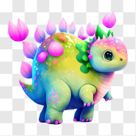 Baixe Adorável Pequeno Dinossauro Roxo com Chapéu e Flores PNG - Creative  Fabrica