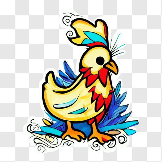 Ilustração colorida de desenhos animados de galinha