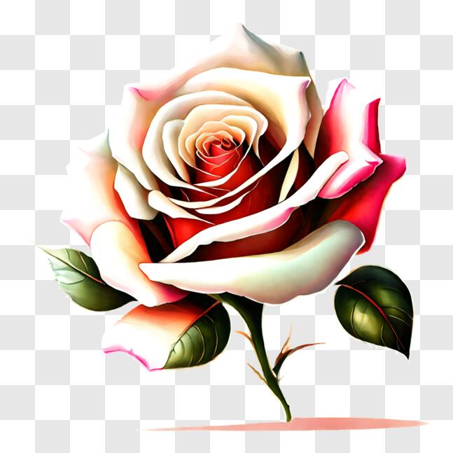 Download Beautiful White Rose with Green Leaves PNG Online - Creative ...
