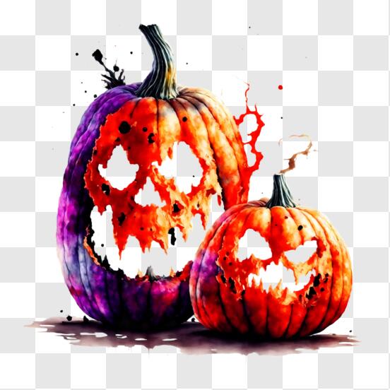 Baixe Abóboras de Halloween com Rostos Assustadores e Felizes PNG -  Creative Fabrica