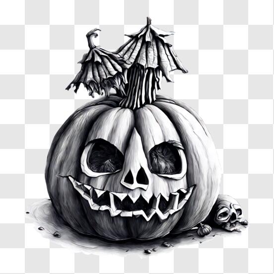 Scarica Disegno di zucca di Halloween in bianco e nero PNG Online - Creative  Fabrica