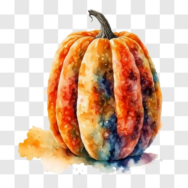 Download Colorful Watercolor Pumpkin Painting for Fall Season Decor ...