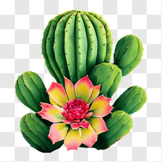 Baixe Imagem Deslumbrante de Planta de Cacto com Flores Rosas PNG -  Creative Fabrica